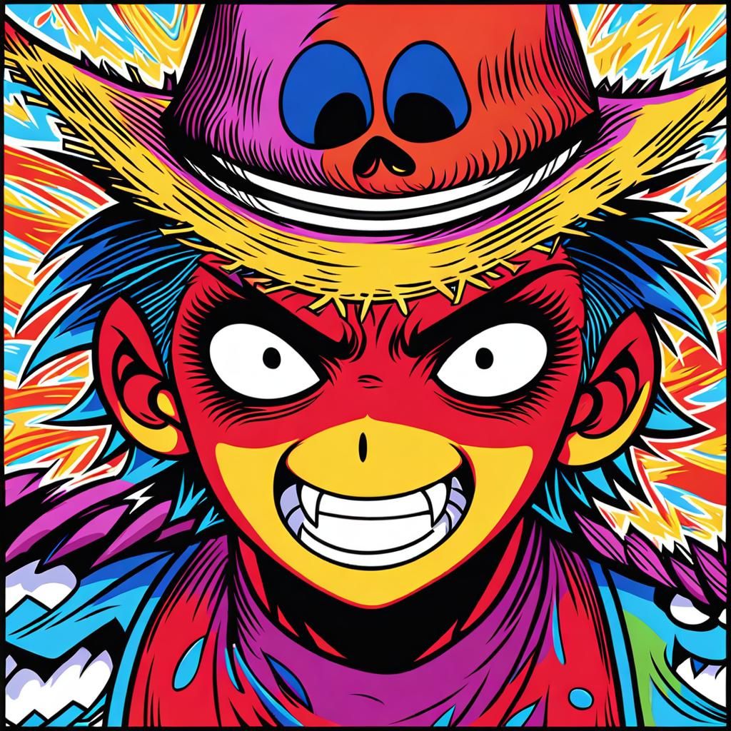 Luffy Strikes a Heroic Pose in Anime Style