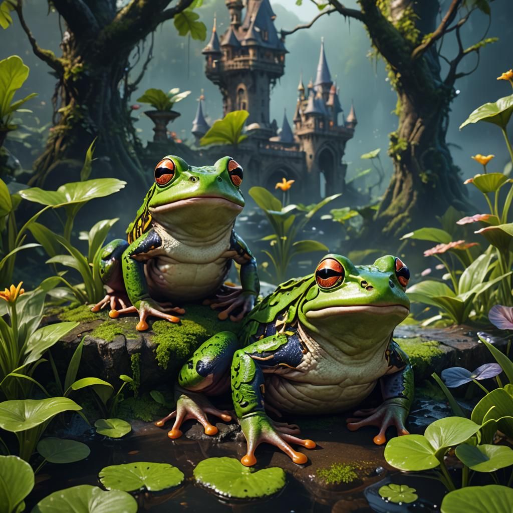 Smiling Frog in Detailed Fantasy Concept Art