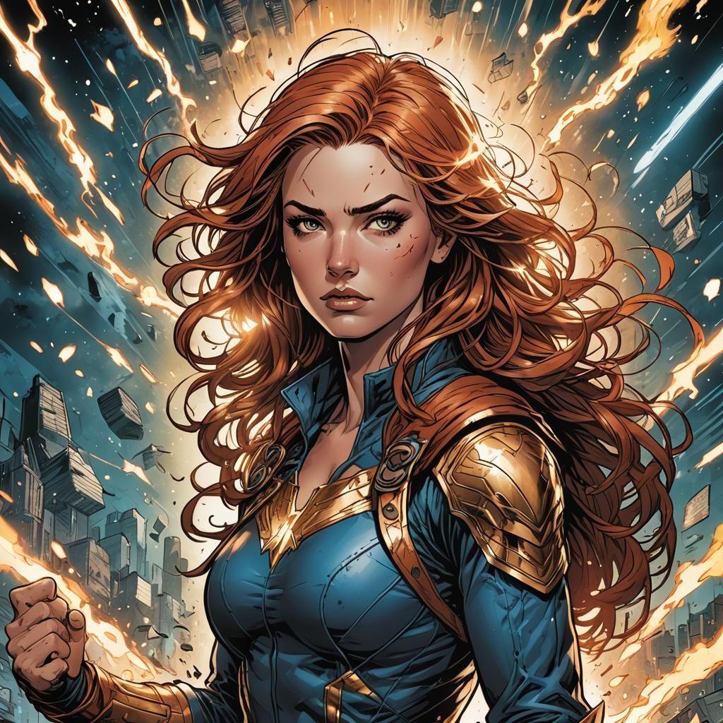 Strong Girl in Comic Book Art Style