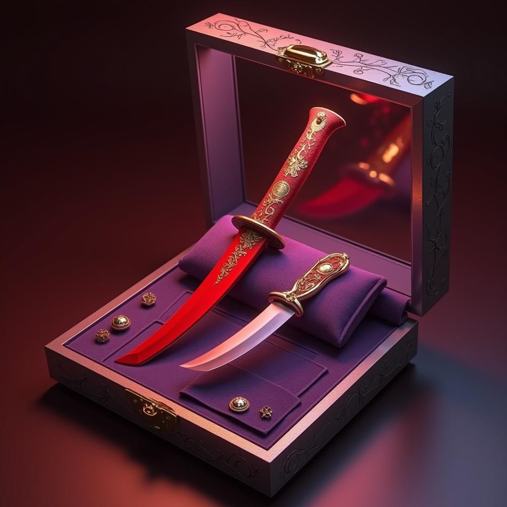 Crimson Sword in Purple Sheath with Japanese Ornaments