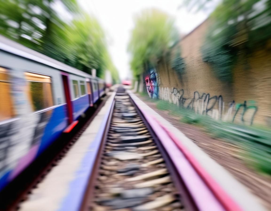 Anamorphic Painting on Railway Embankment Seen From Train