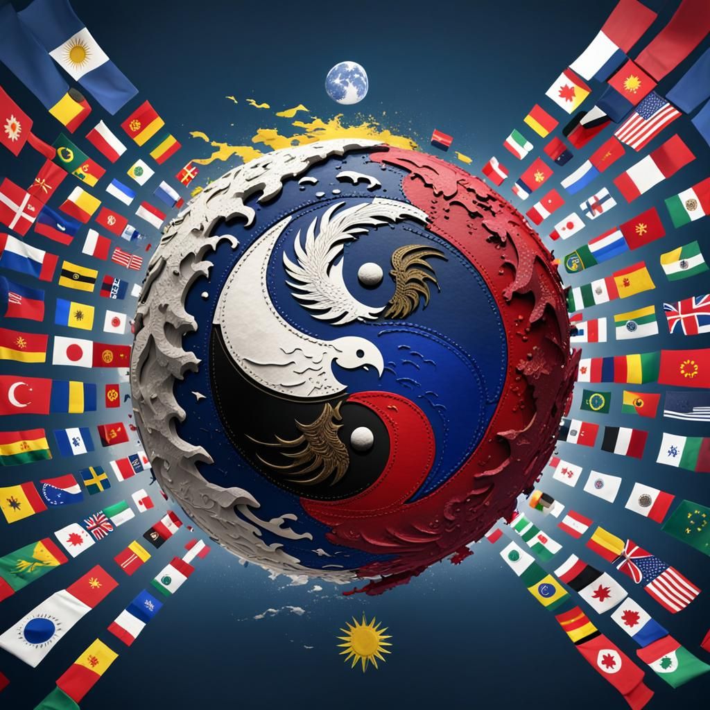 Yin Yang Symbol Art Made of World Flags