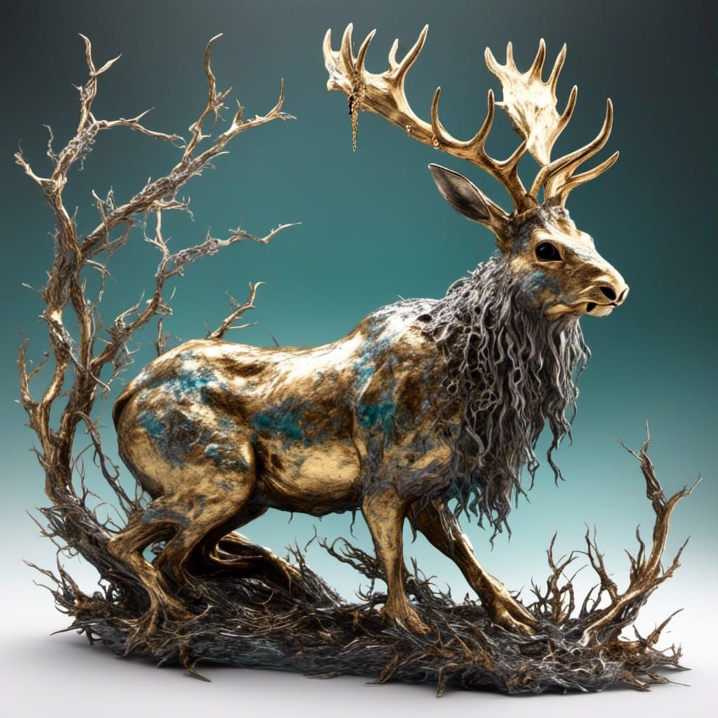 Metallic Jackalope with Webbing Details