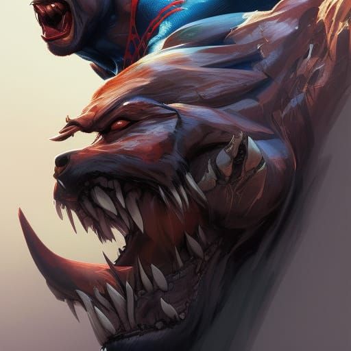 Hyperdetailed Werewolf Spiderman Portrait