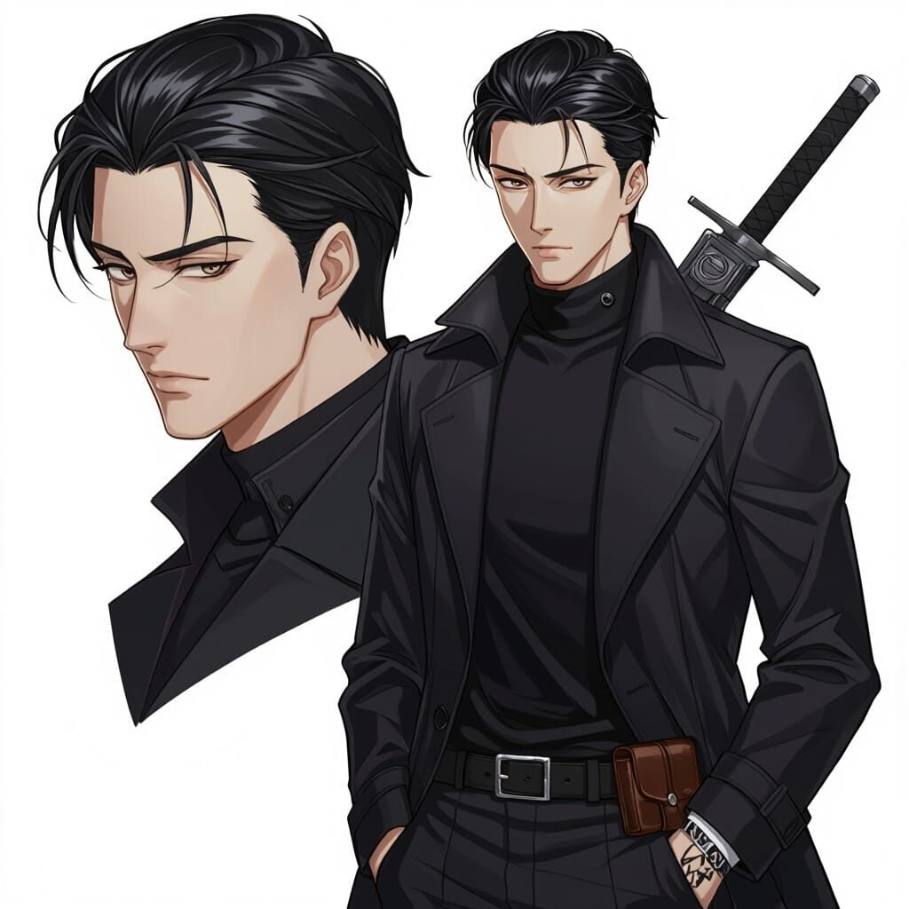 Anime Man with Mature Eyes and Sharp Jawline
