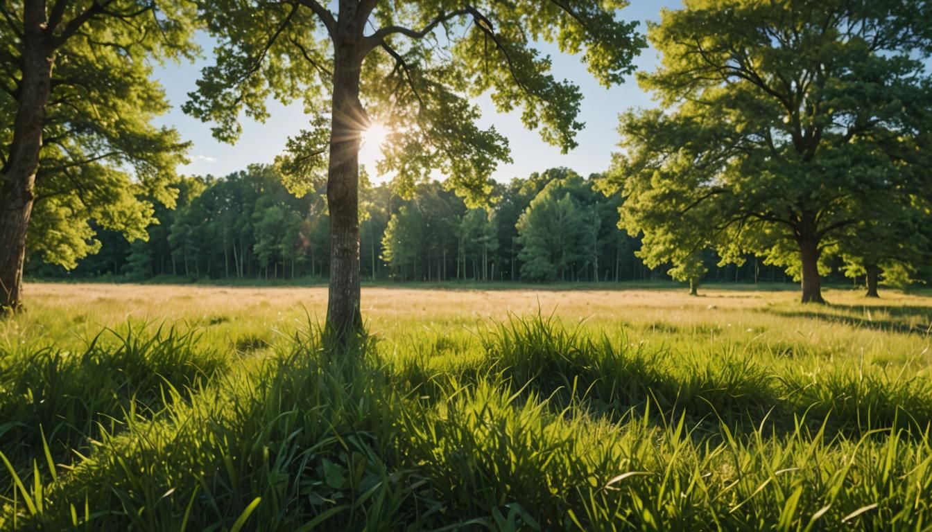 Vast Grassland Landscape Photography with Warm Sunlight