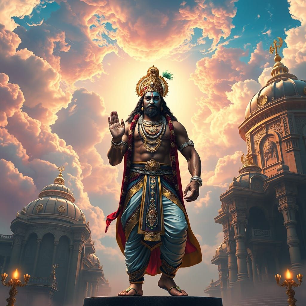 Majestic Lord Krishna, the Strongest Bodybuilder in a Vibran...