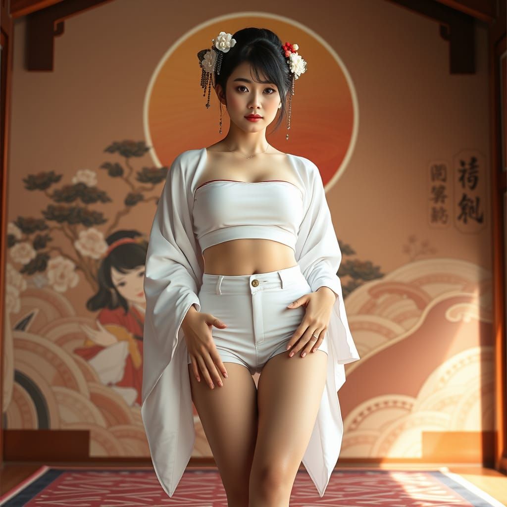 Modern Geisha in Traditional Japanese Setting