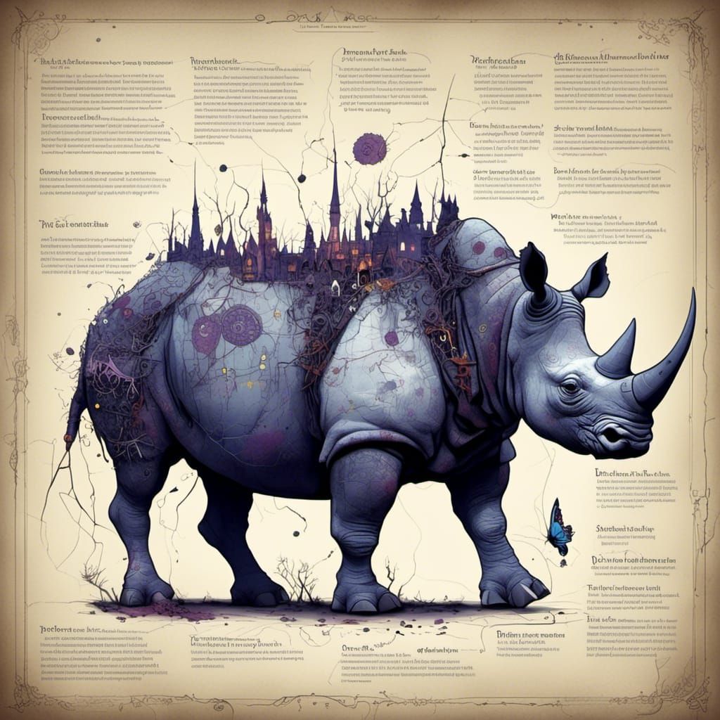 Biopunk Rhino Fusion in Graphic Horror Style