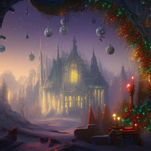 Fantastical Christmas Scene in Detailed Matte Painting