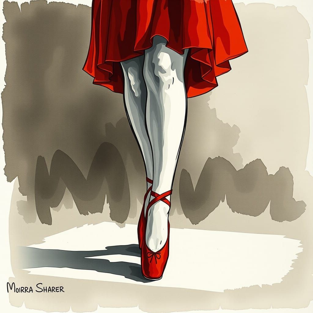 Ballerina in European Ink Print Style