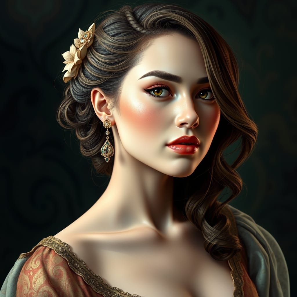Elegant Woman Portrait in Fantasy Style