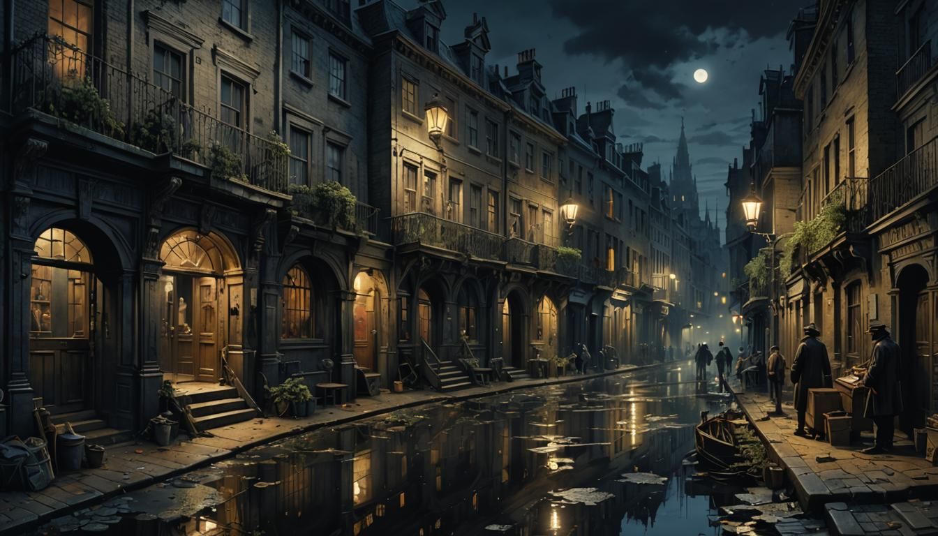 Night Shadows: A Banksy-Style Watercolor Painting