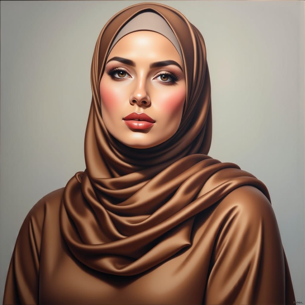 Elegant Hijabi Woman in Oil Painting Style
