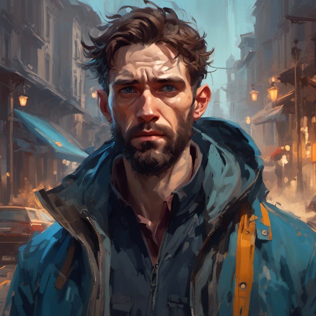 Portrait of Man Struggling with Addiction in Hyperrealistic ...