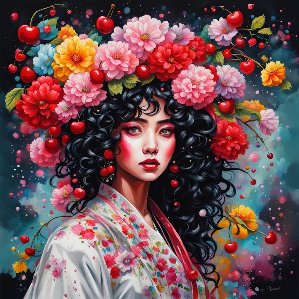 Bride with Flowers: Graffiti Art in Asian Style