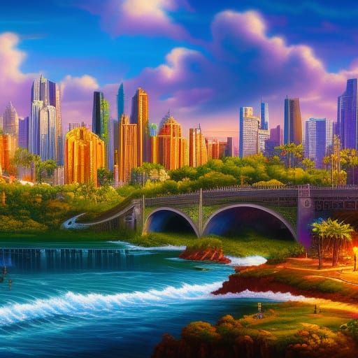 Miami Florida Summer: Epic Oil Painting