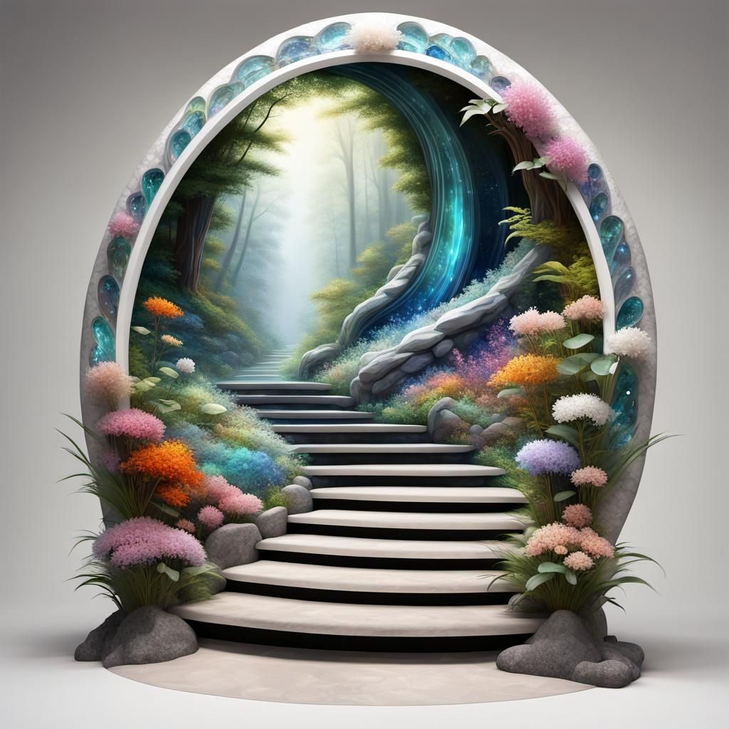 Crystal Portal to a Bioluminescent Forest