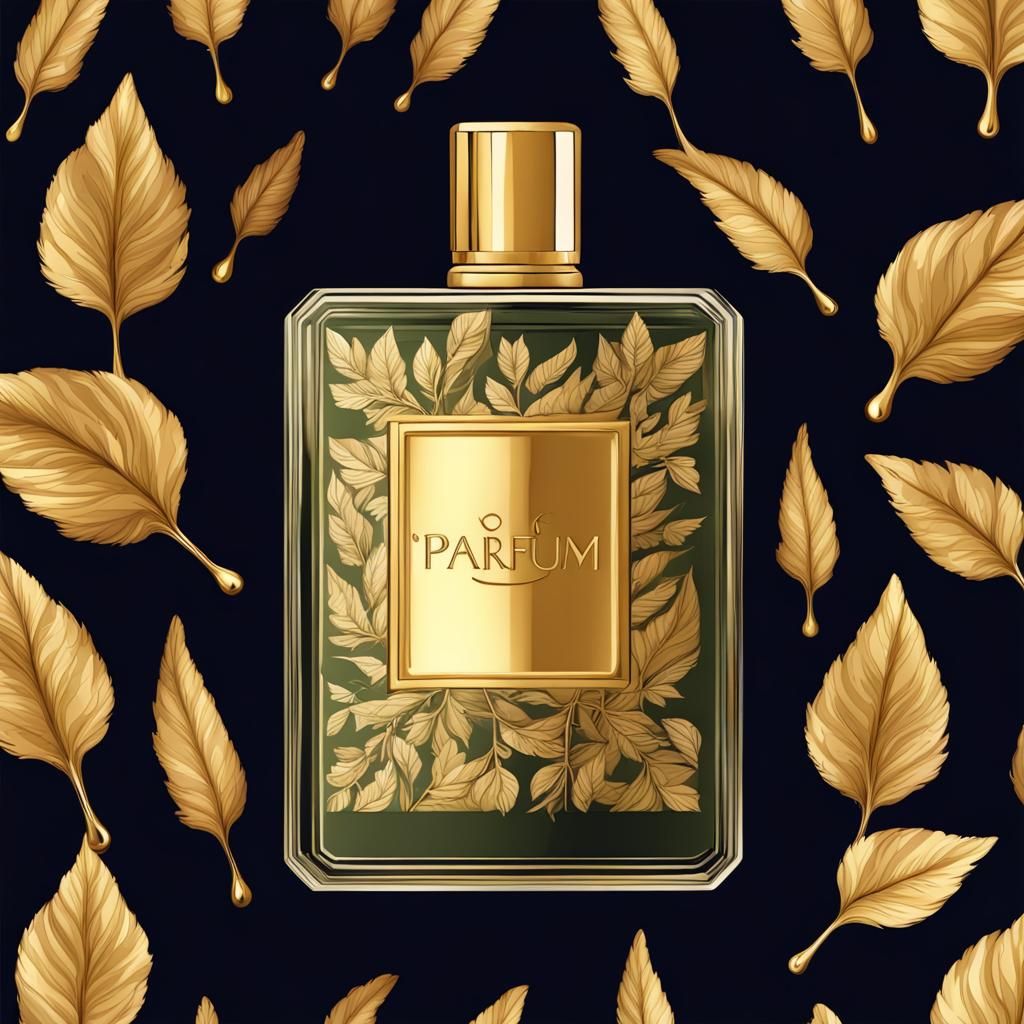 Elegant Gold Parfum Bottle with Crown Cap