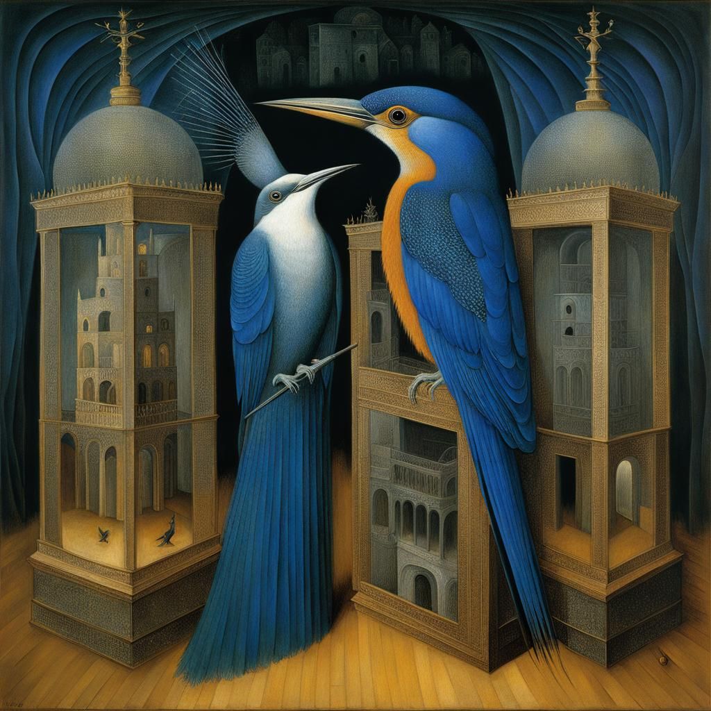 Opera Night with Bird of Paradise, Art Nouveau Style