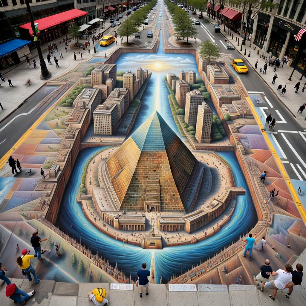 Great Pyramid Optical Illusion: 3D Chalk Art
