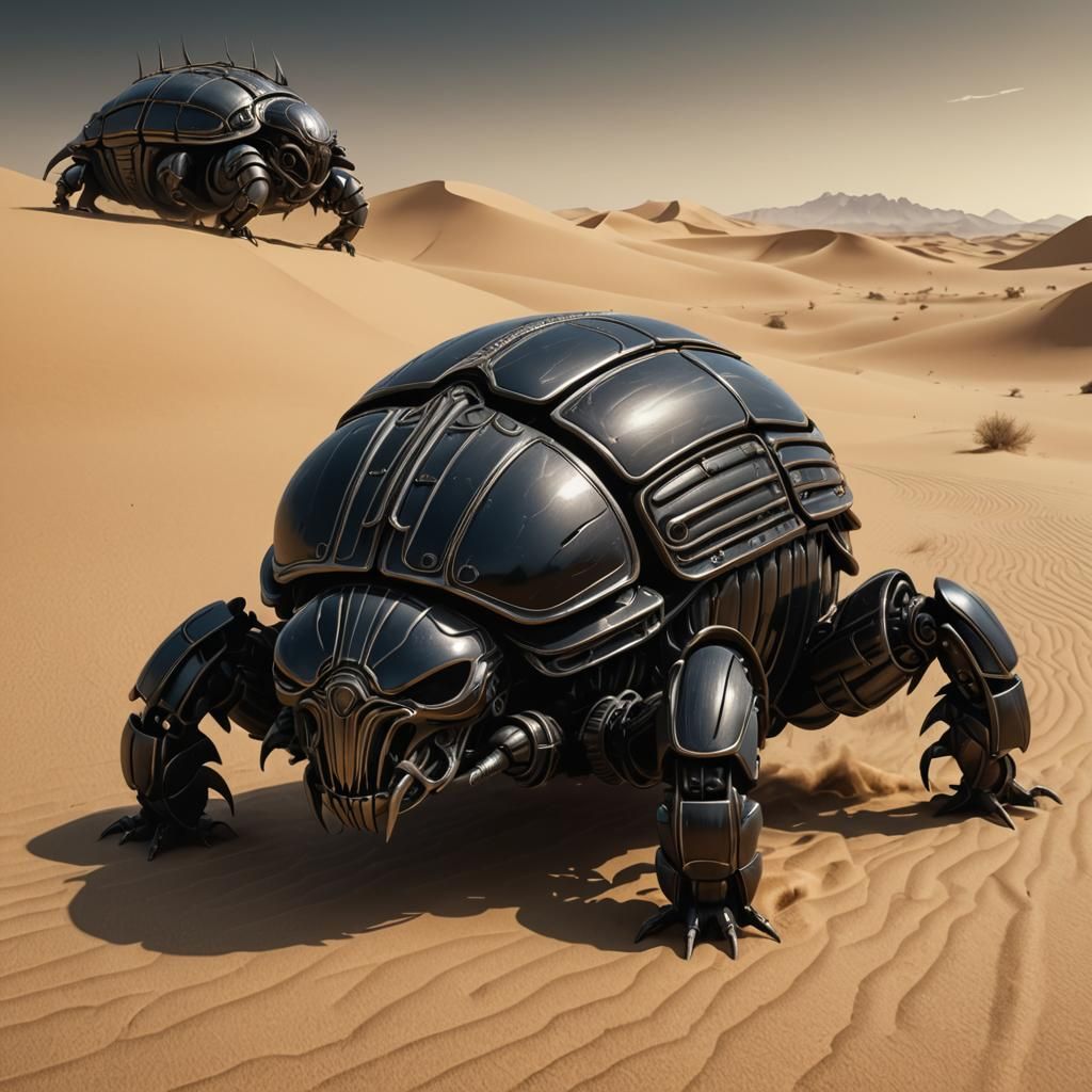 Biomechanical Scarab Beetle in Anime Style