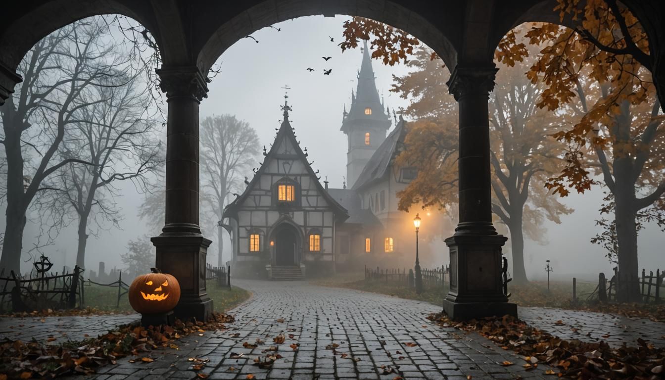 Halloween Pumpkins in Fog