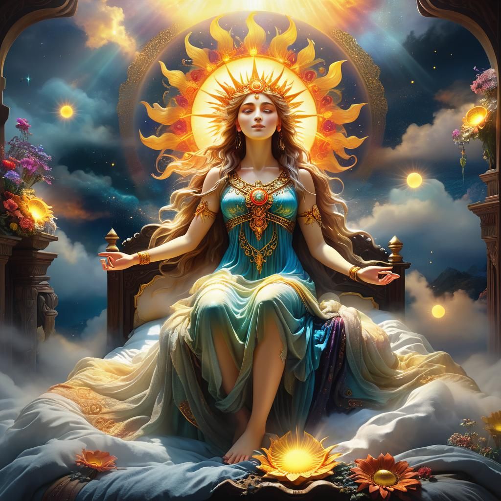 Sun Goddess Rising: Ethereal Astral Cosmic Illustration