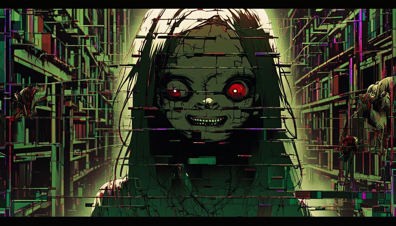 Creepy Manga Doll in Barbed Wire Nightmare