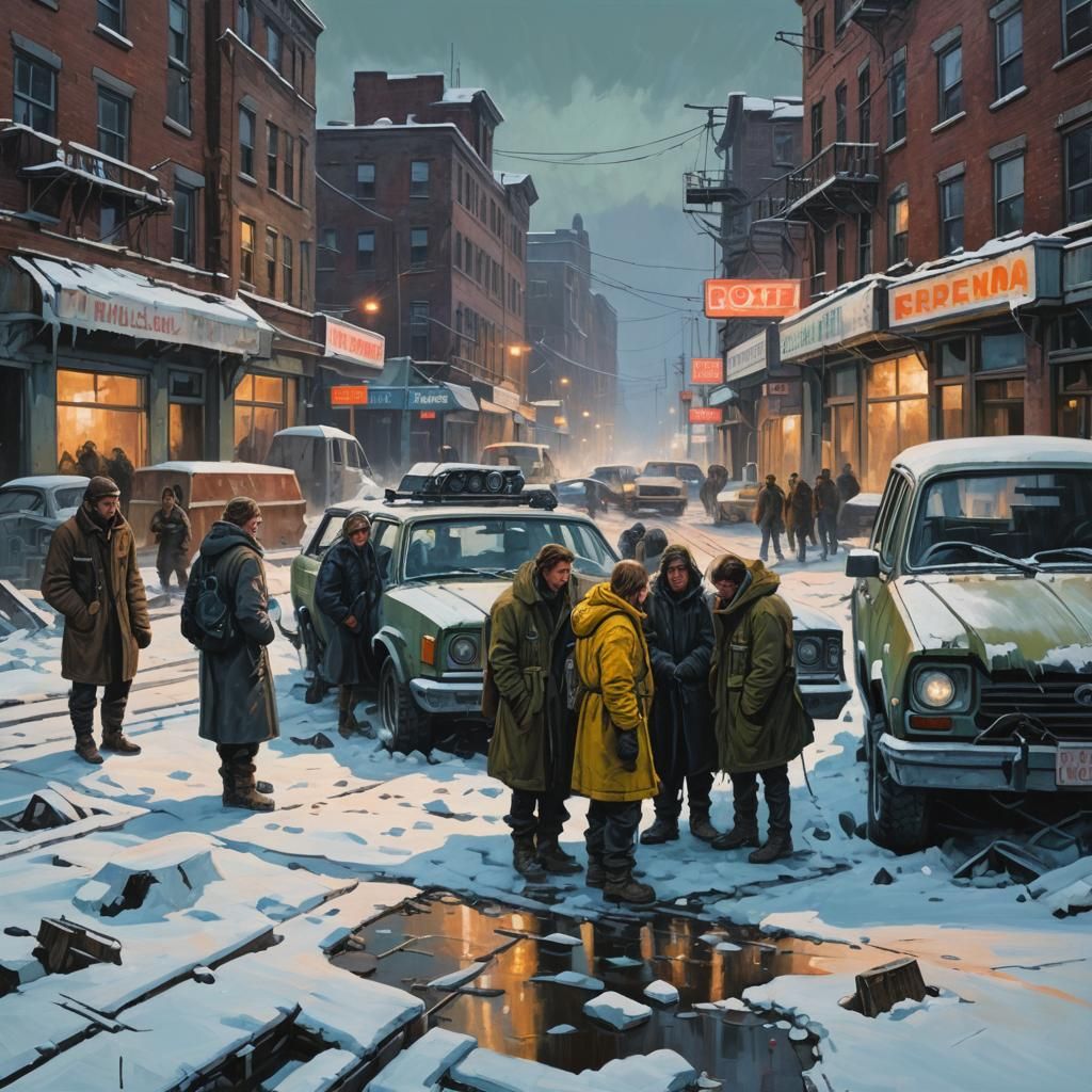 Survivors in Postapocalyptic City Seek Warmth Amid Frozen Ru...