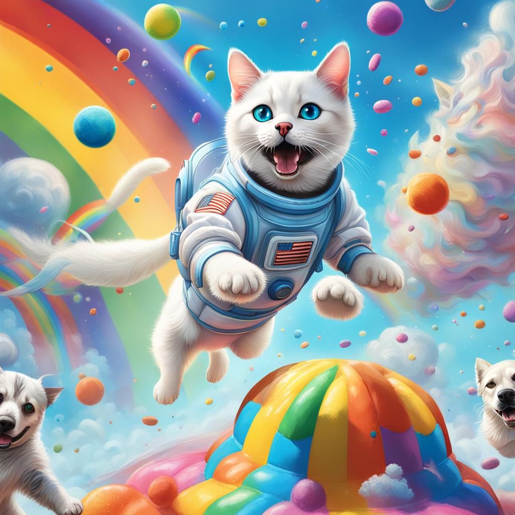 Hyperrealistic Cat and Dog Space Adventure