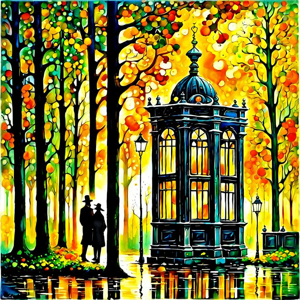 Surreal Home Beside Fire in Dark Fantasy Style