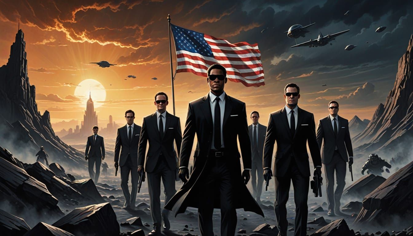 Men in Black Raising Flag: Iwo Jima Style