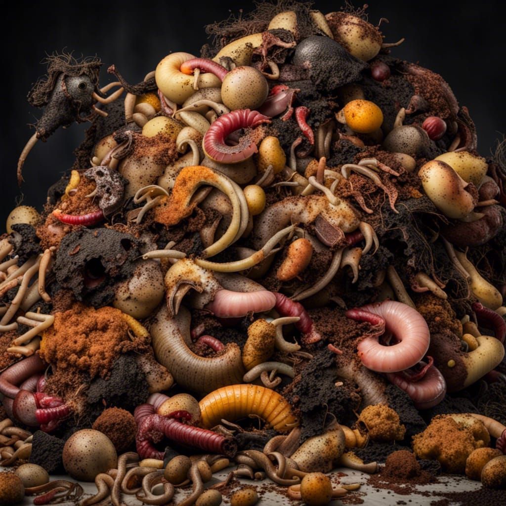Grotesque Pile of Rotting Food and Worms