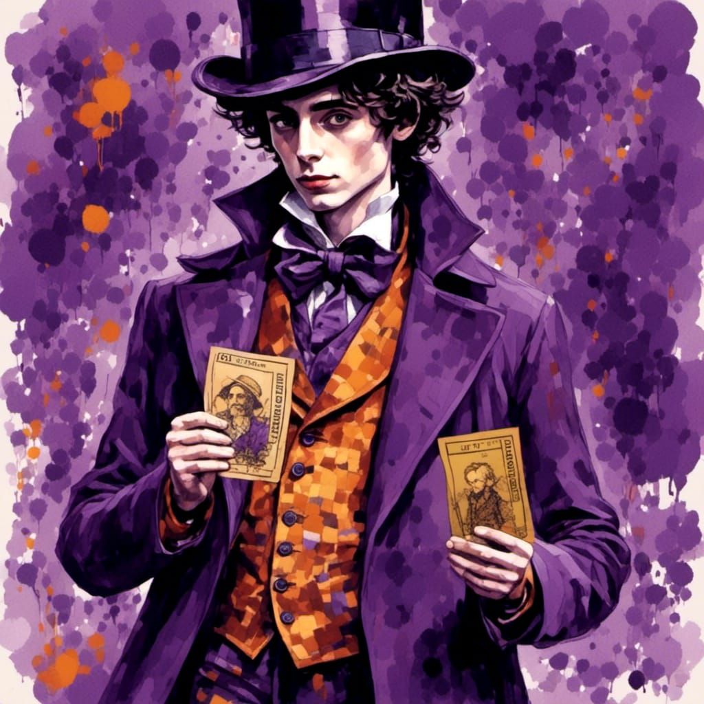 Wonka's Golden Ticket in Psychedelic Retro Style