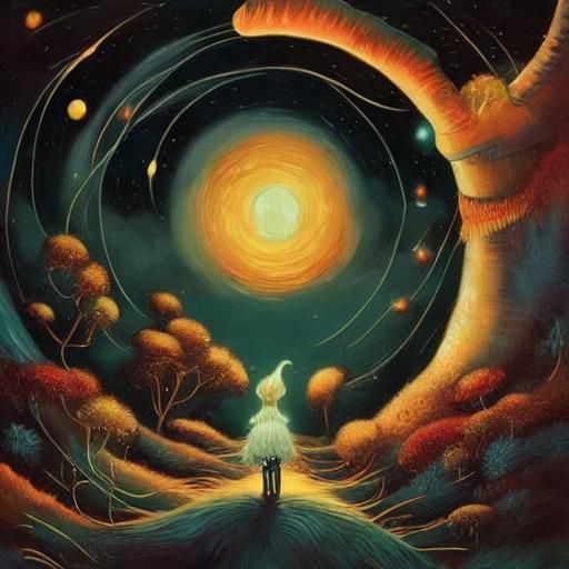 Mythological Dreamscape in Ink and Acrylic