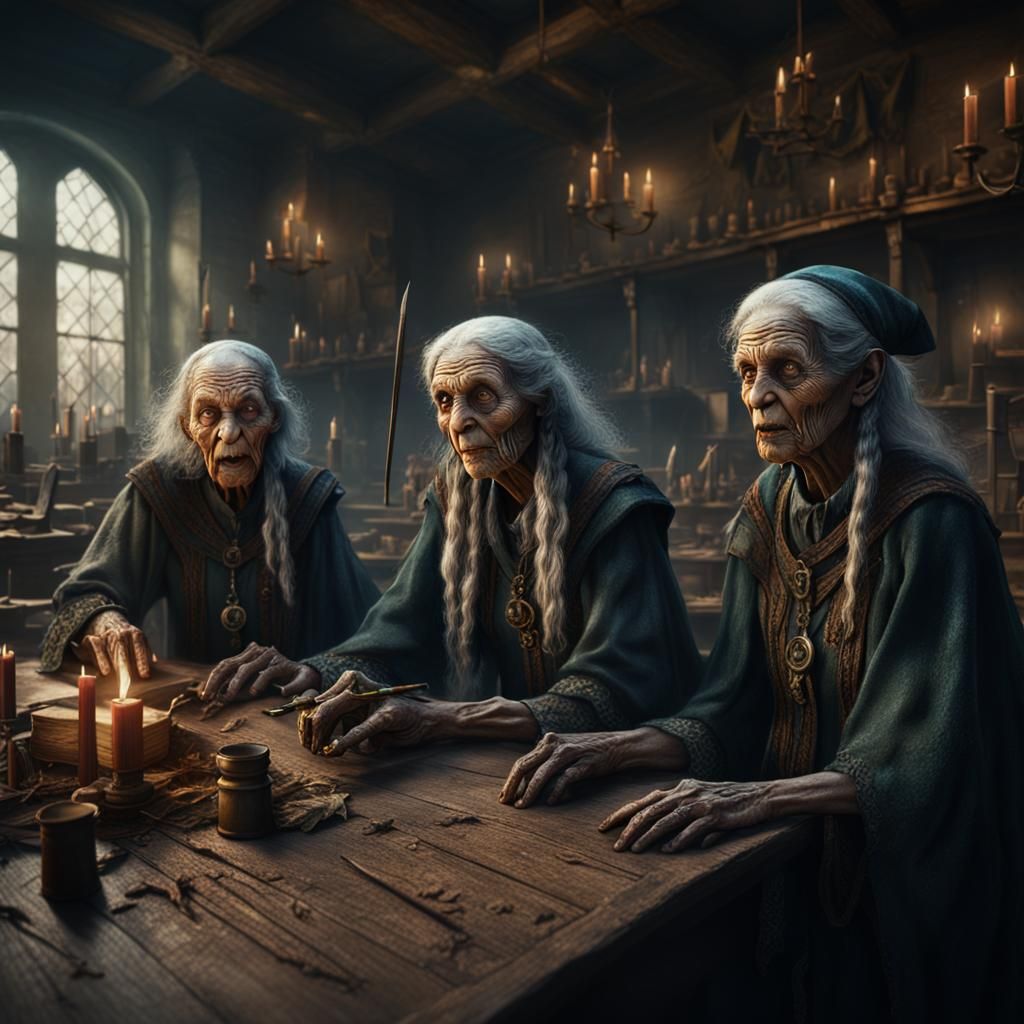 Witches in Classroom: Detailed Matte Painting
