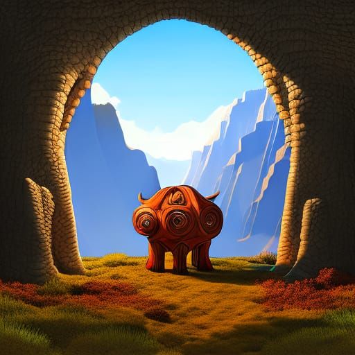 Adorable Baby Monster Portrait in Rainbow Forest