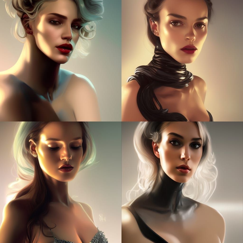 Fantasy Woman in Silver Dress: Hyperdetailed Portrait