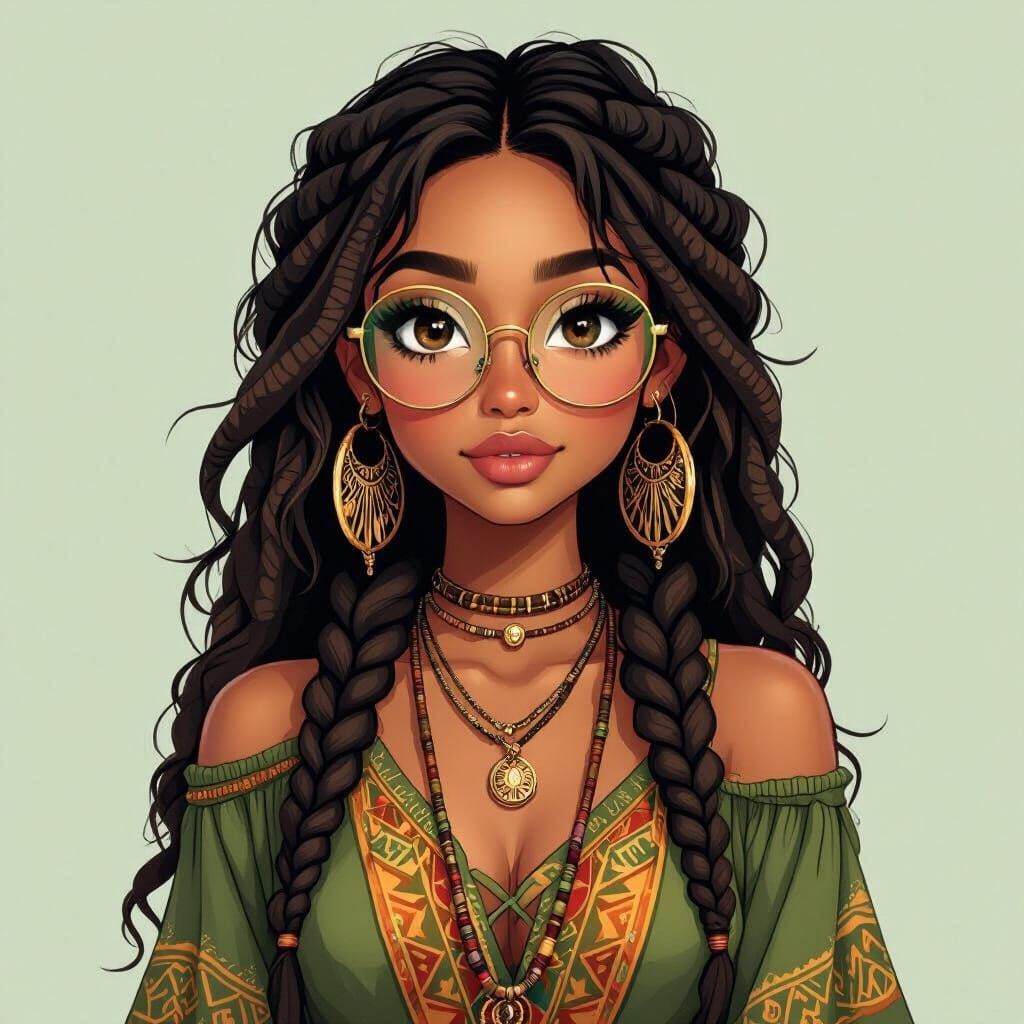 Bohemian Goddess with Big Eyes and Twists