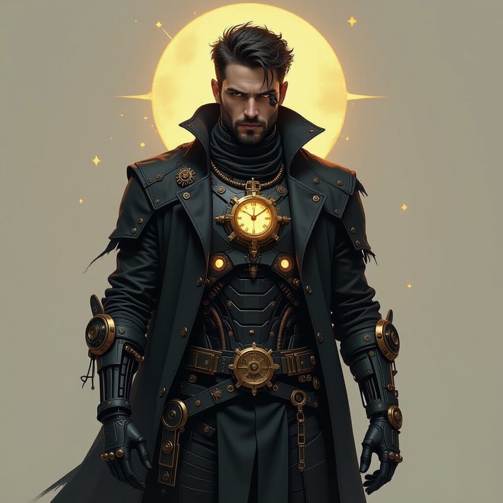 Brooding Technomancer Hero in Cyberpunk Style
