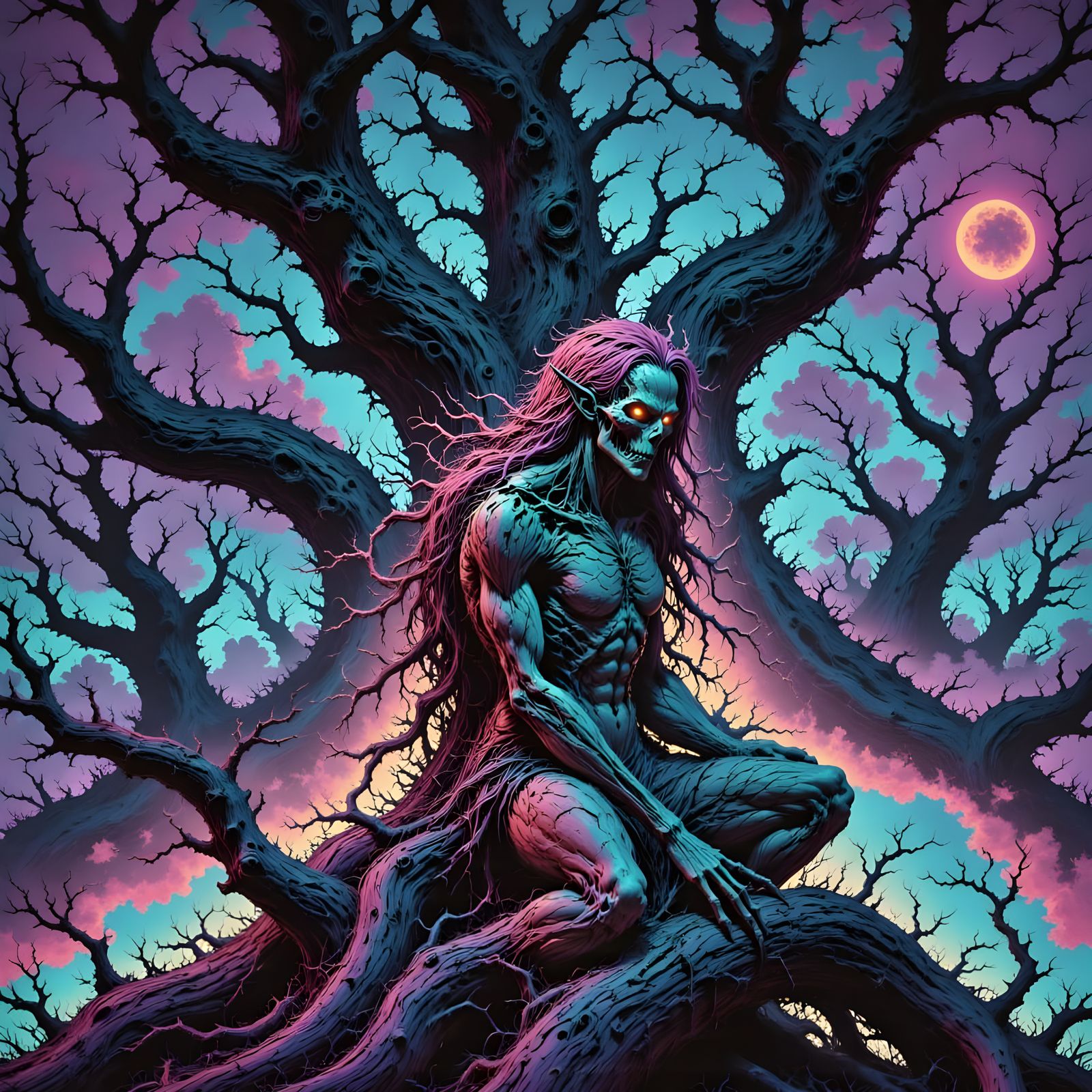 Dark Fantasy Succubus in a Stormy Landscape