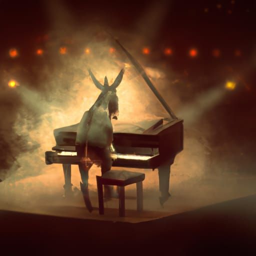 Donkey Plays Piano in Smoky Rock Photography