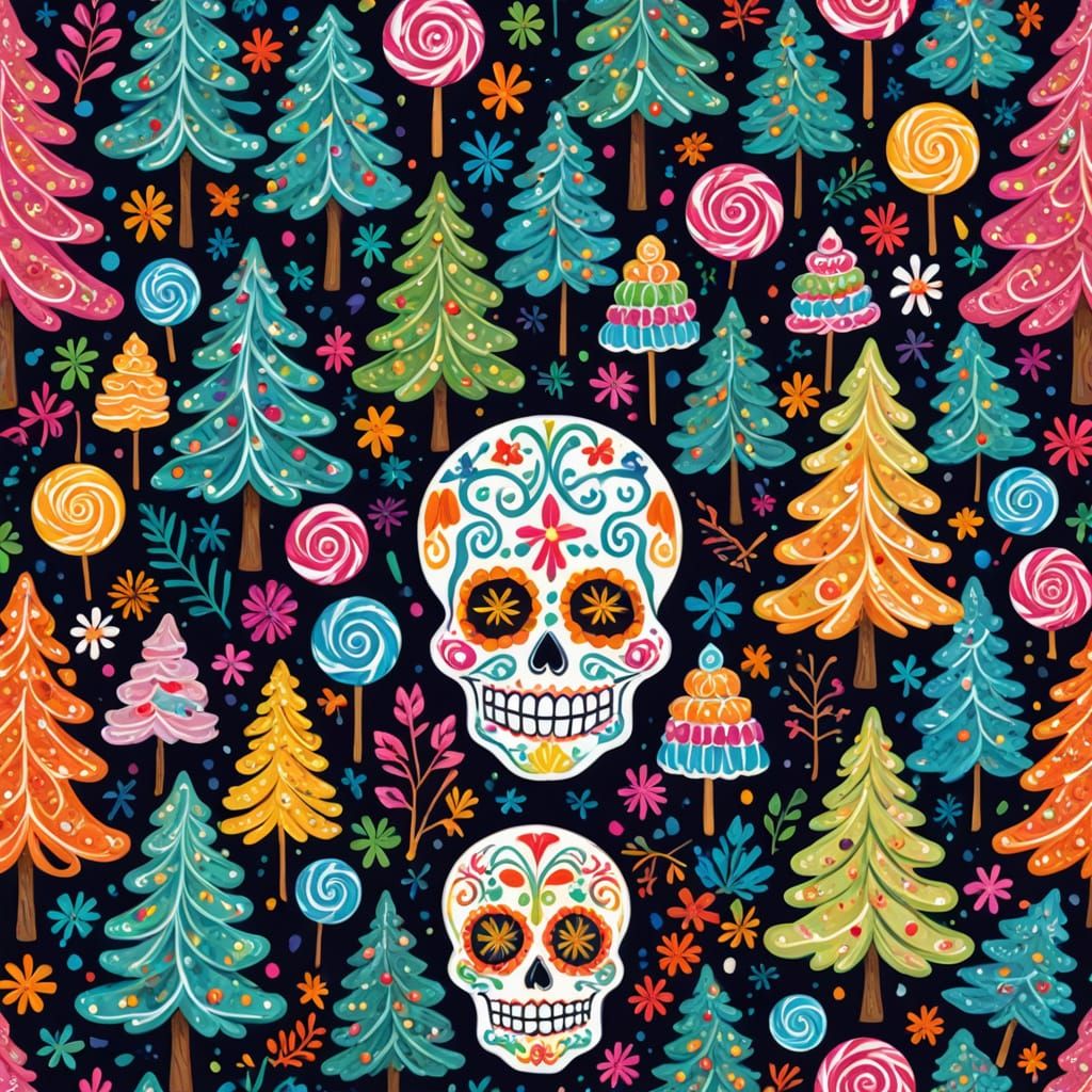 Day of the Dead Christmas Tree in Candyland Forest