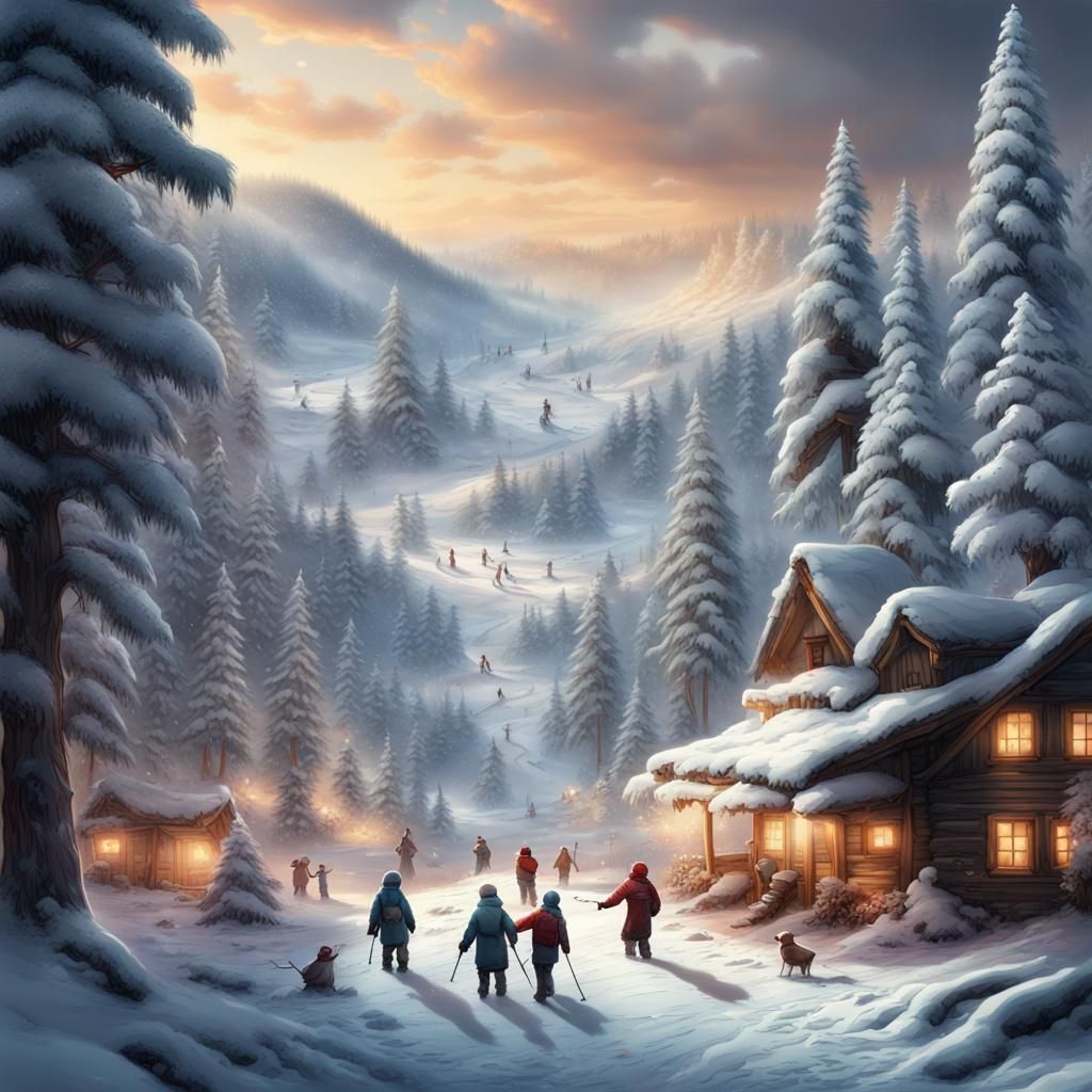 Snowball Fight with Snowmen in Winter Wonderland