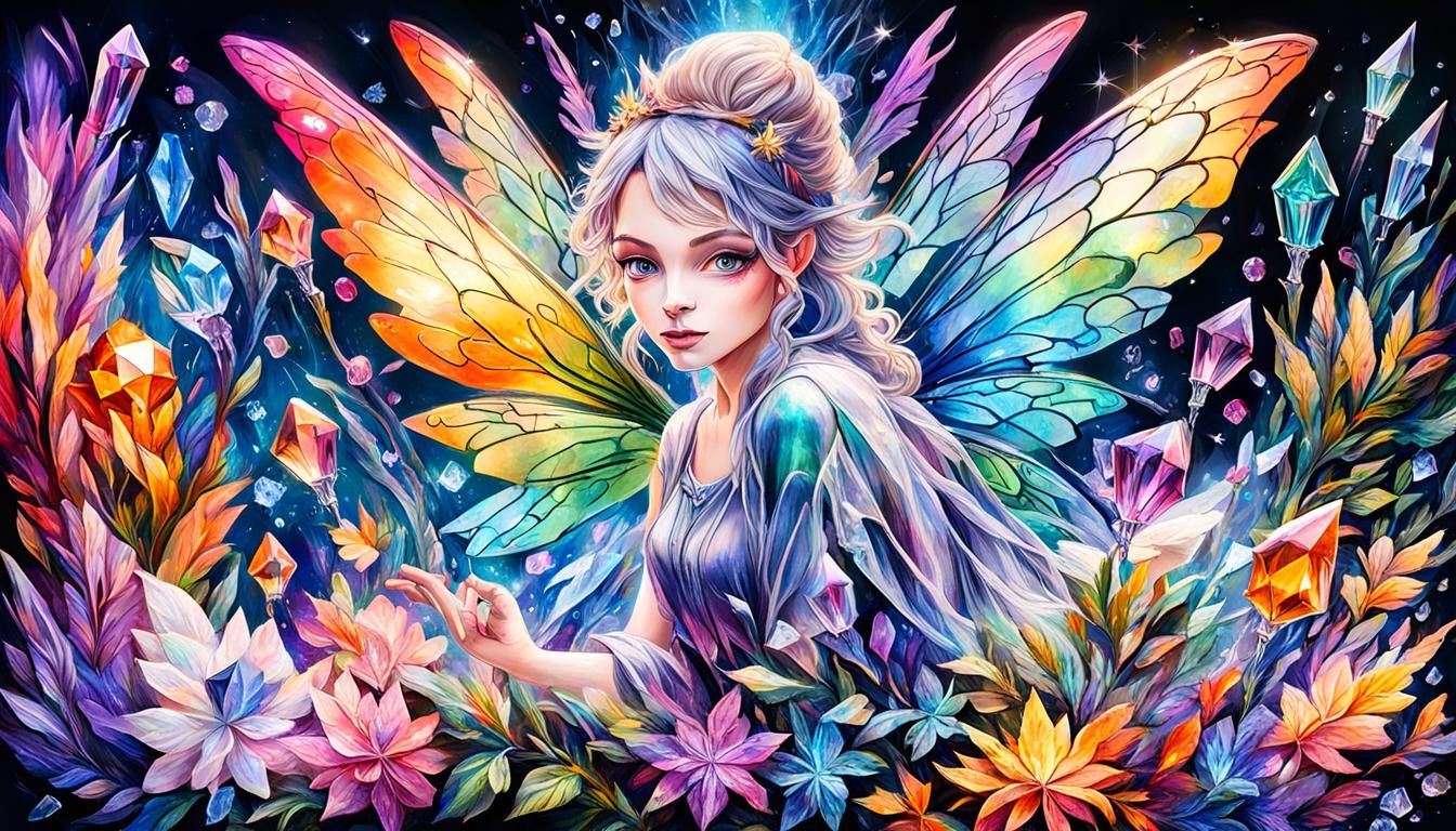Dazzling iridescence crystal fairy
