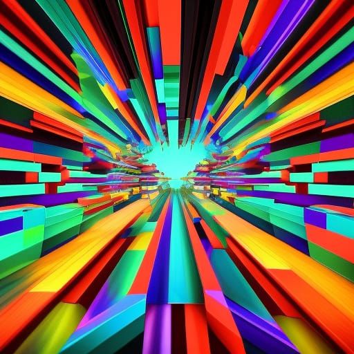 Abstract 3D Panorama Wallpaper with Cubes