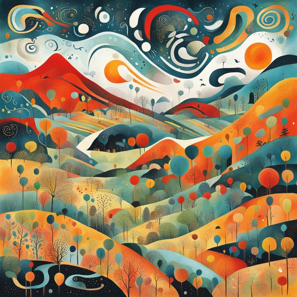 Whimsical Asemic Valley with Symbolic Typography