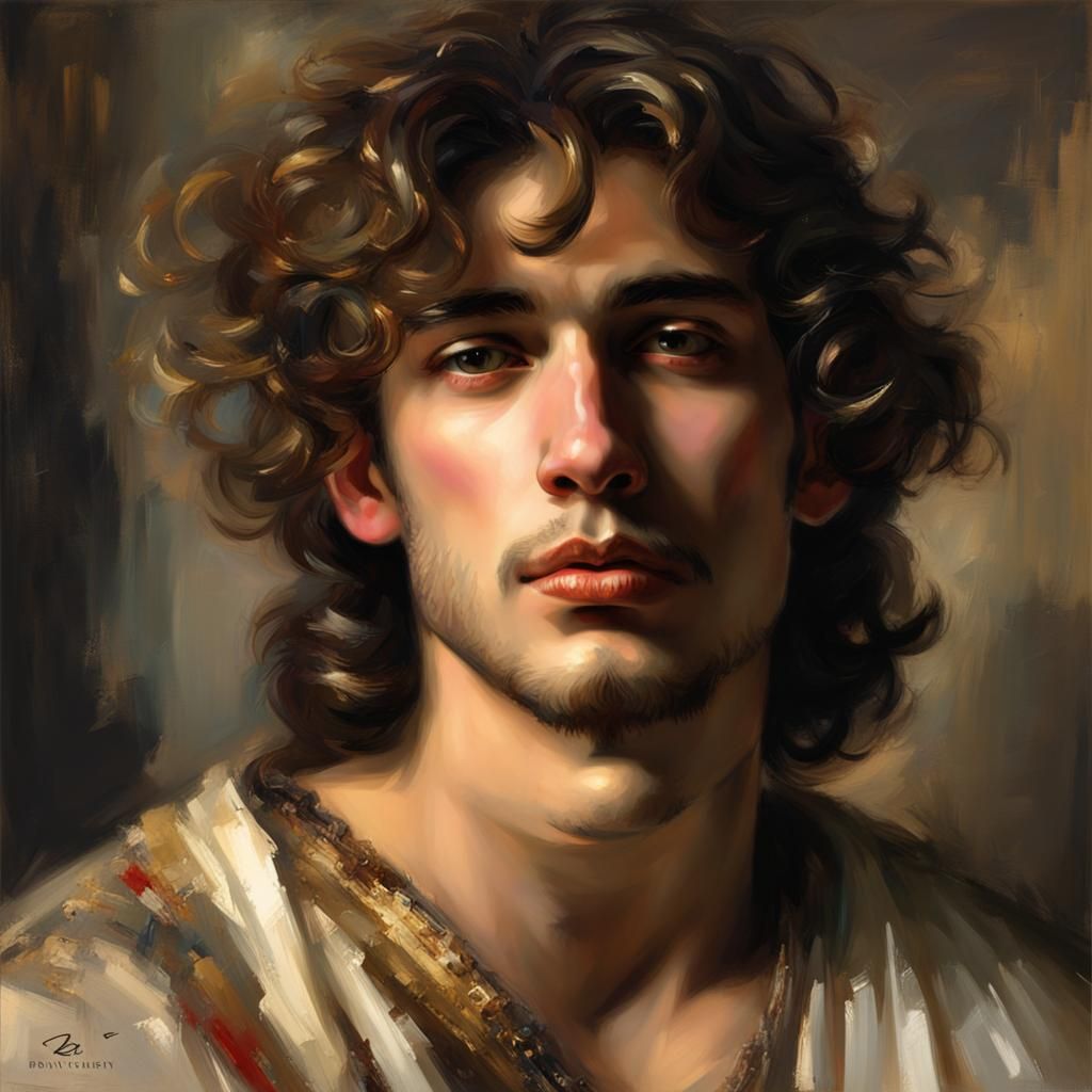Elegant Young Man in Renaissance Painting Style