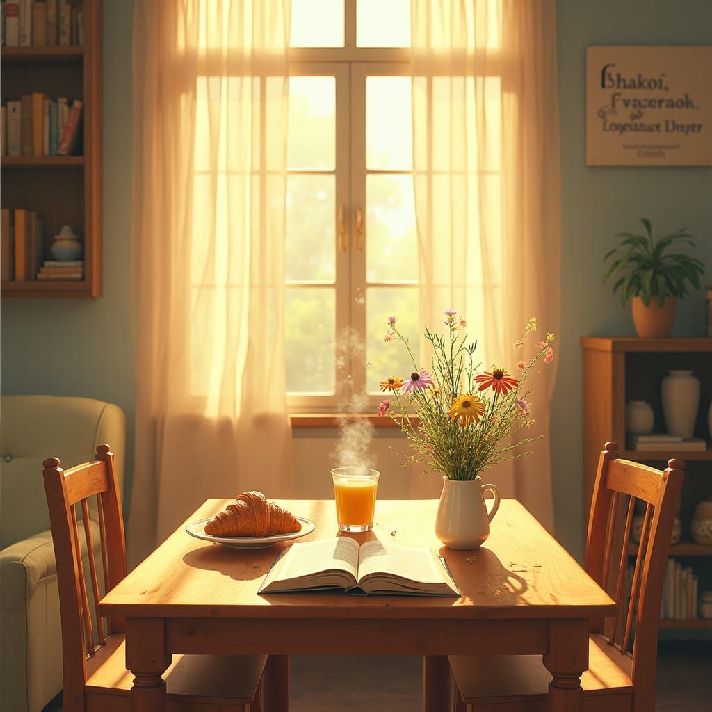 Cozy Morning Still Life with Coffee and Books